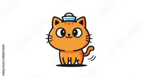 Cartoon cat with sailor hat illustration