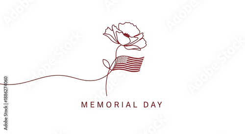memorial day flower with american flag