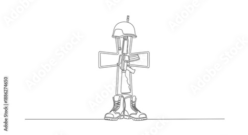 soldier standing with cross, memorial concept