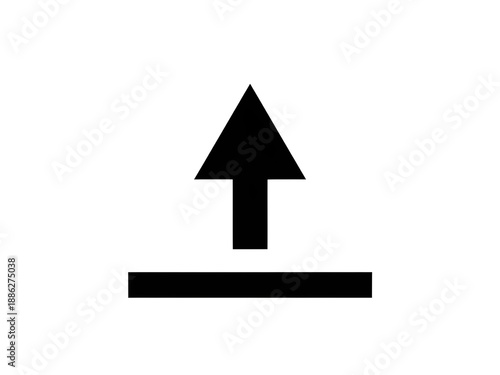 Upload arrow icon in black style for UI and communication design. Suitable for file upload and data transfer actions.