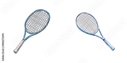 tennis racket watercolor vector illustration