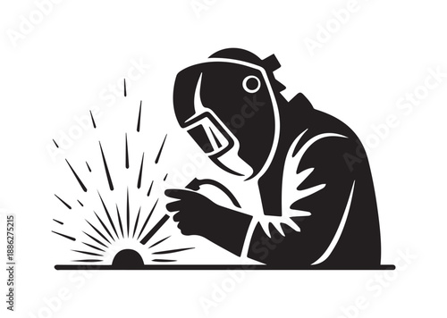 Welder Icon, Editable Solid Vector Illustration