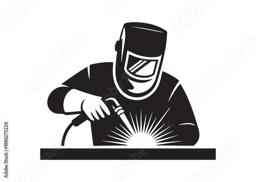 Welder Icon, Editable Solid Vector Illustration