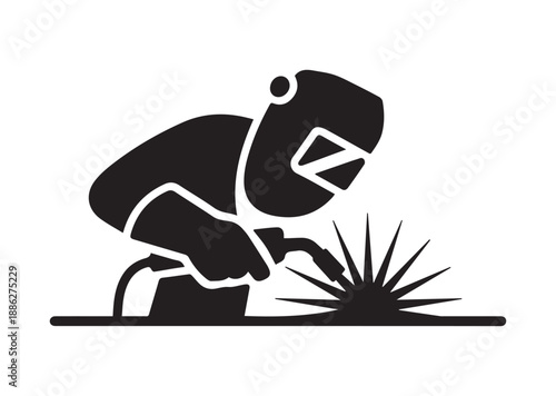 Welder Icon, Editable Solid Vector Illustration