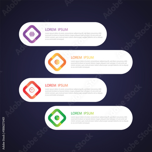 Modern Rounded Card Infographic List Design