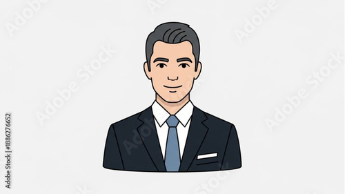 Professional businessman in a suit and tie looking forward.