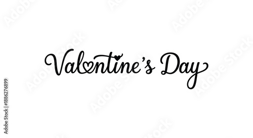 An elegant cursive depiction of valentine s day showcasing delicate lettering and a heart integrated into the text
