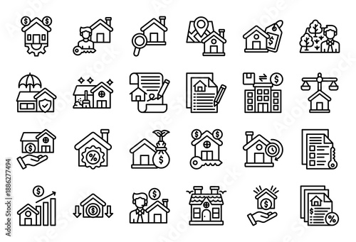 Property Management Icon Collection Set. Clean Outline Icon Vector Illustration.