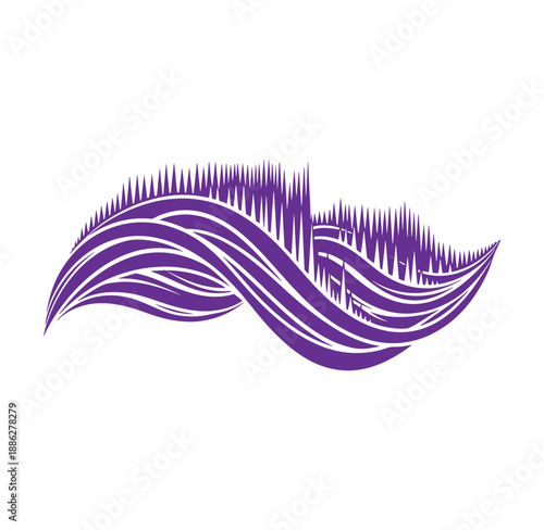 Purple sound wave graphic design element for music or audio visualization