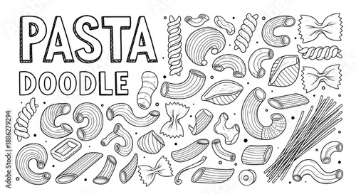 Italian Macaroni and Vermicelli Line Art Illustration Collection