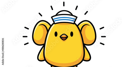 Cartoon chicken in sailor hat