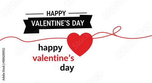 A vibrant valentine s day graphic showcases a red heart ribbons and bold text celebrating love and affection