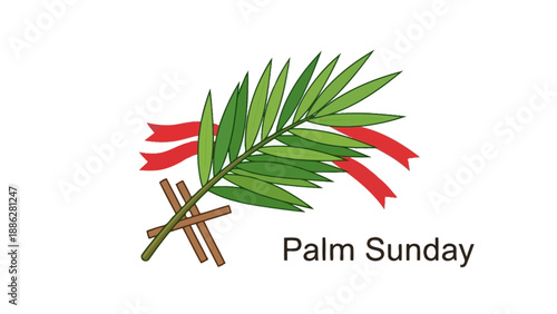 Palm Sunday leaves with red ribbons.