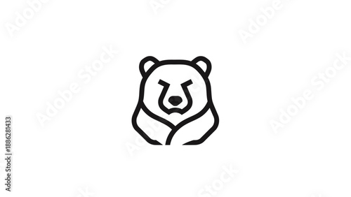 Minimalist line art logo of a fierce bear head.