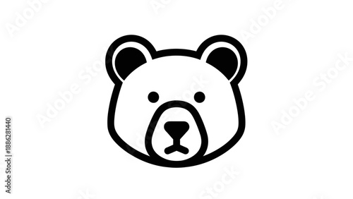 Simple Line Art Icon of a Bear Face.