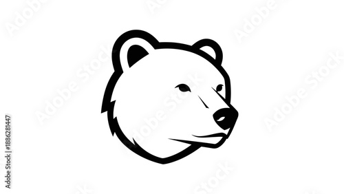 Stylized illustration of a bear head in black and white.
