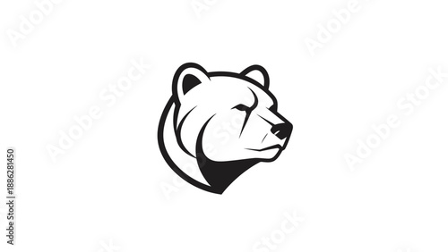 Stylized black and white bear head logo graphic.