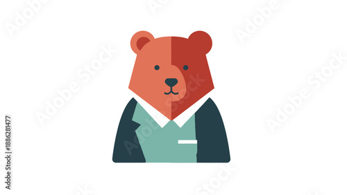 Business Bear Wearing a Suit and Tie Illustration.