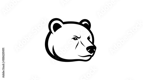 Stylized illustration of a bear head in black and white.