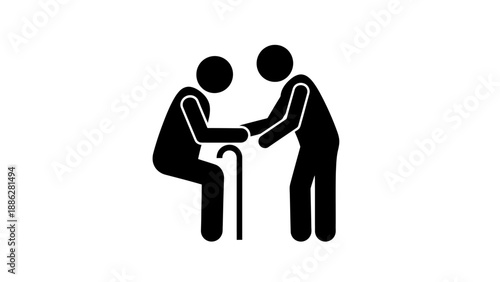 Elderly person receiving help from a caregiver icon.