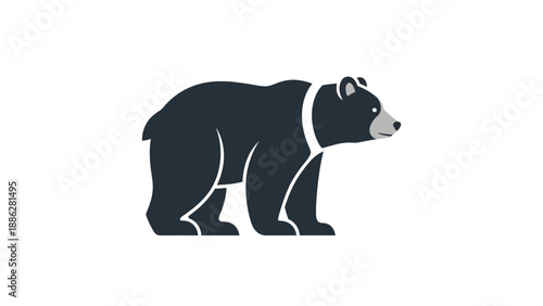 Stylized illustration of a black bear standing profile view.