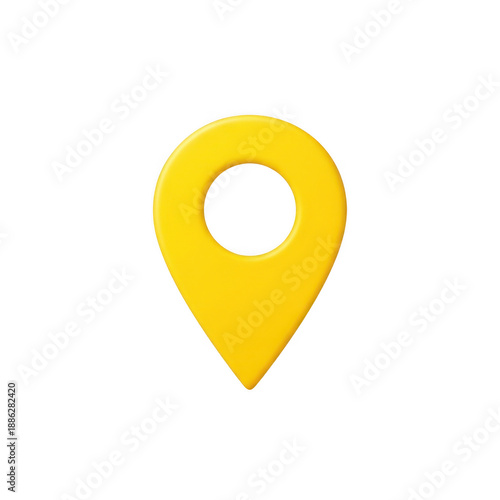 Bright yellow map pin icon for location services isolated on transparent background