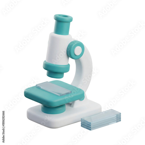 Wallpaper Mural 3D White Microscope With Teal Accents And Glass Slides Isolated On Black Background Torontodigital.ca