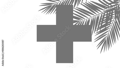 Gray Cross Symbol with Palm Frond.