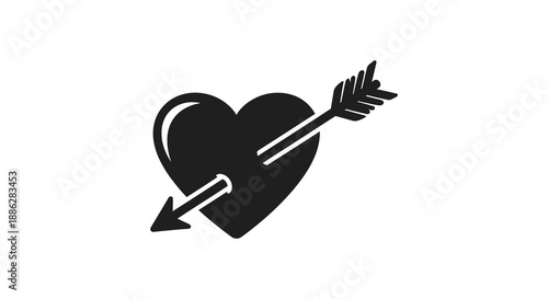 A striking depiction of a black heart pierced by an arrow symbolizing love passion and perhaps pain