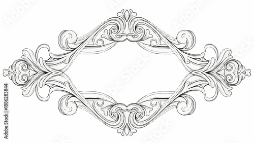 Ornate Decorative Oval Frame with Swirls and Flourishes.