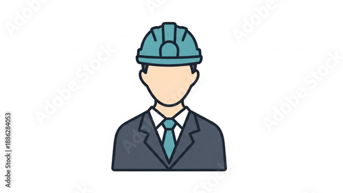 Professional engineer wearing a hard hat and suit.