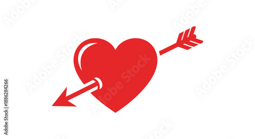A striking visual of a vibrant red heart pierced by a golden arrow symbolizes love passion and connection