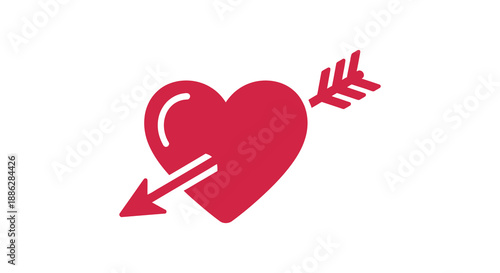 A vibrant red heart pierced by an arrow symbolizes love romance and the passionate emotions associated with affection