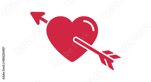 A vibrant red heart pierced by an arrow symbolizes love passion and perhaps a touch of playful pain