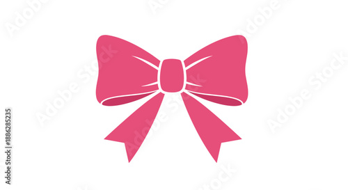 Pink bow applique design isolated on white background with elegant ribbon details and symmetrical shape