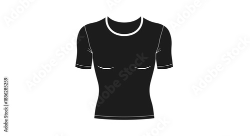 Black compression top illustration isolated on white background, showcasing sleek design and short sleeves