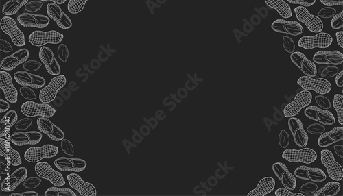 Peanut Frame Background Hand Drawn Outline Minimal Illustration