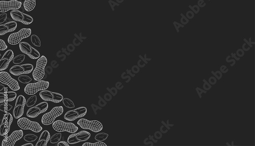 Peanut Frame Background Hand Drawn Outline Minimal Illustration