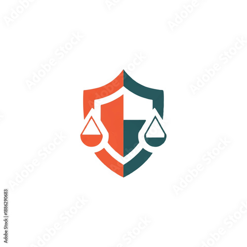 Shield Icon with Scales of Justice Symbol.