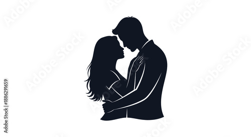 A silhouetted couple embraces tenderly their forms suggesting intimacy and affection in a minimalist artistic representation high quality