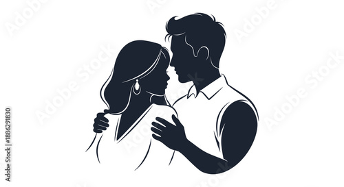 A silhouette of a couple embracing in a close tender dance suggesting romance and connection high quality professional
