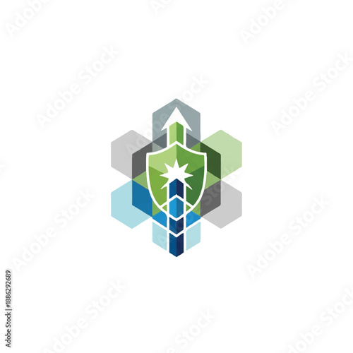 Shield with Star Logo Design Element.