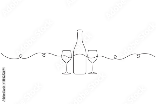 Elegant wine glass continuous one line drawing minimalist aesthetic vector
