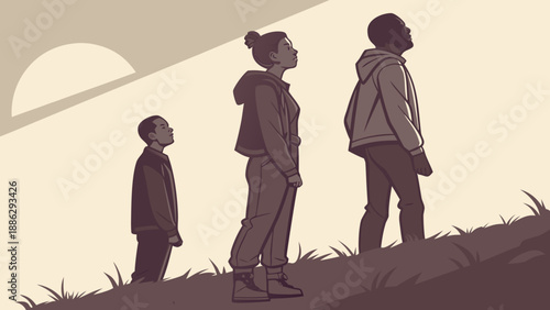 Now Concept Illustration with Dove of Peace, Lighthouse of Hope and Cracked Wall Symbolizing Social Justice, Awareness and Nonviolence Movement