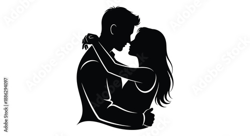 A captivating silhouette depicts a couple embracing in a tender moment showcasing love and connection high quality professional