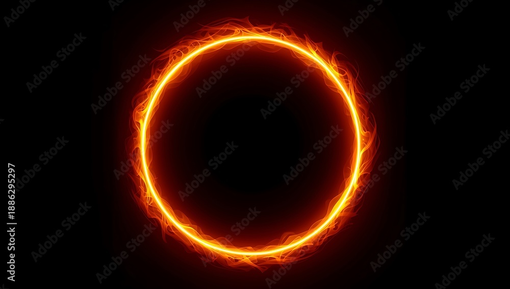 Naklejka premium Fiery Ring of Light in Darkness