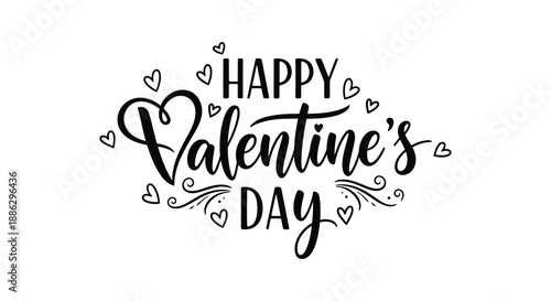 A beautifully hand lettered valentine s day greeting with flourishes and scattered hearts creates a charming festive atmosphere high quality