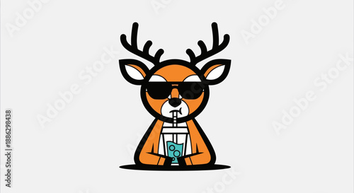 Cartoon deer illustration with sunglasses