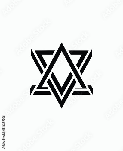 Modern Minimalist Black Geometric Triangle Monogram Logo Symbol Isolated On White Background.