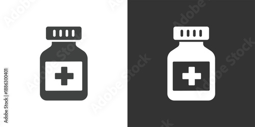 Tablet Medicine Bottle icon. Solid glyph series icon